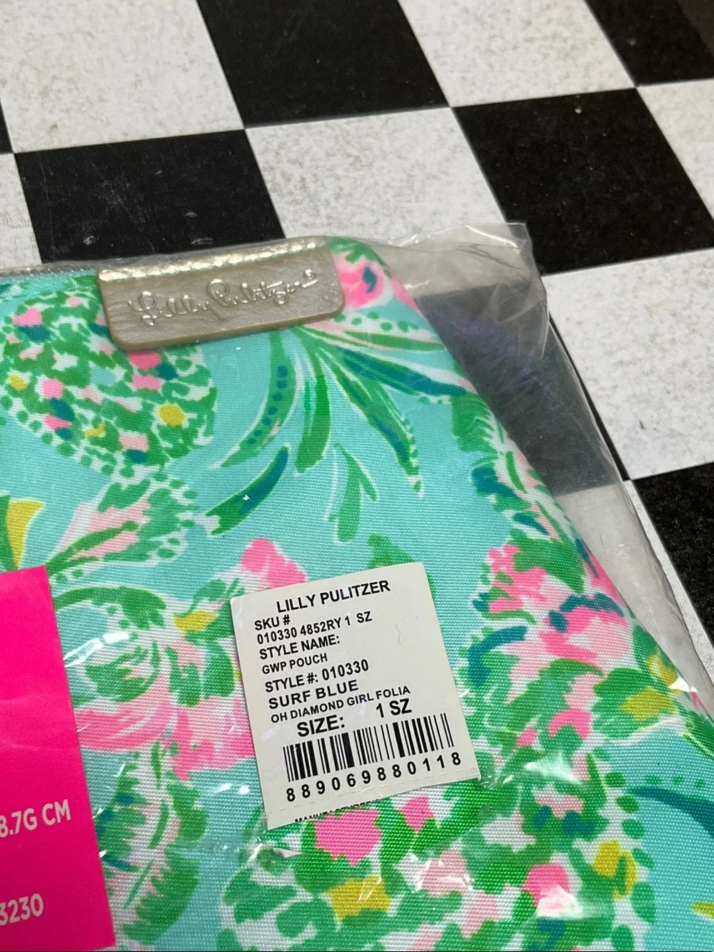 Lilly Pulitzer Turquoise & Pink Floral Zip Pouch - Picture 2 of 5